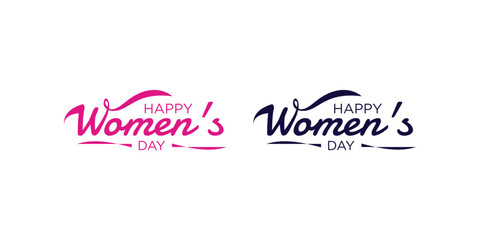 Abstract happy women's day logo, happy women's day, Abstract Hand drawn creative calligraphy vector logo design, pink color, red color, black color logo design