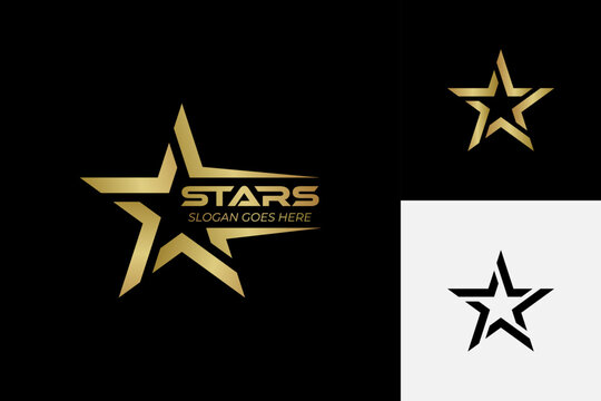 Luxury Golden Star logo design, super Star Logo Vector in elegant Style with Black Background
