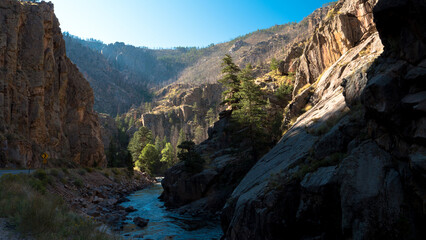 Fototapeta na wymiar Scenic drive along the Cache La Poudre Wild and Scenic River in Colorado