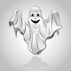 Cartoon ghost vector image, Halloween cute character.