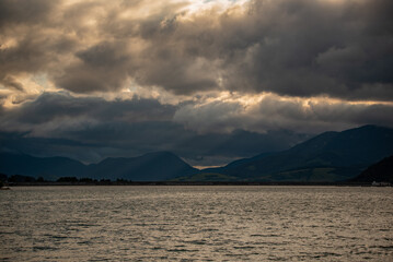 sunset over the lake