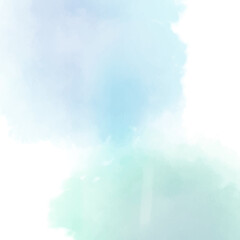 abstract teal green watercolor splashes with white background