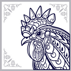 Rooster mandala arts isolated on white background