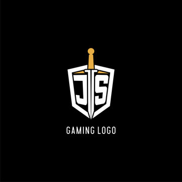 Letter JS logo with shield and sword design inspiration