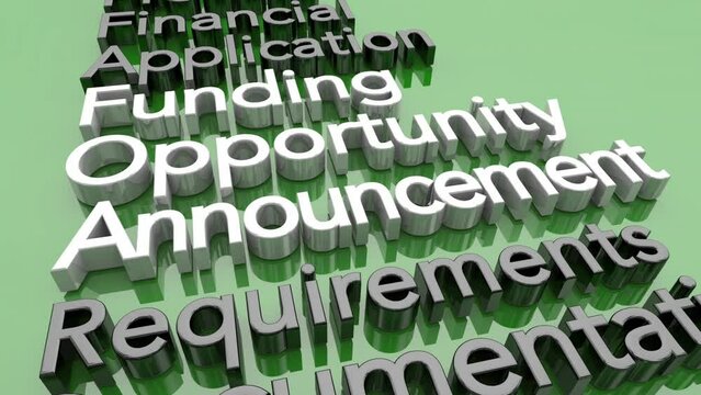 FOA Funding Opportunity Announcement Application Money Available Words 3d Animation