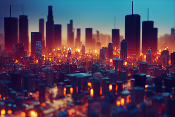city skyline at night
