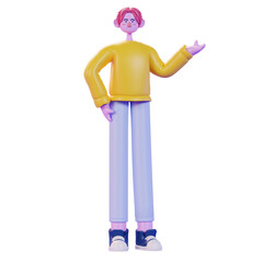 3d render presentation introducing pose character illustration