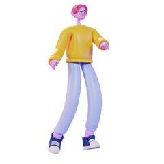 3d render shocked pose character illustration