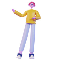 3d render presentation introducing pose character illustration