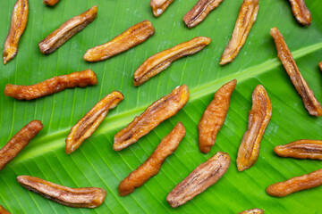Sun dried banana. Fruit snack