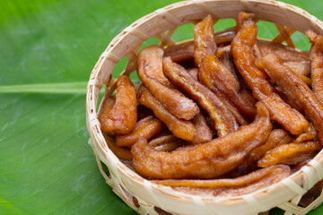 Sun dried banana. Fruit snack