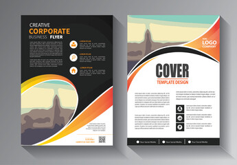 Business abstract vector template. Brochure design, cover modern layout, annual report, poster, flyer in A4 with colorful triangles, geometric shapes for tech, science, market with light background