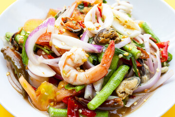 Thai spicy salad with seafood