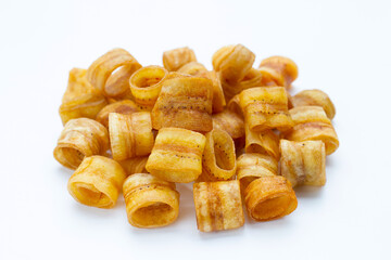 Crispy banana chip rolls. Fruit snack