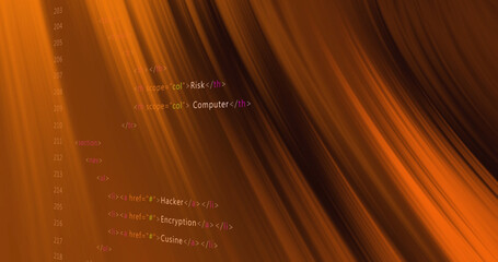 Image of data processing over neon shapes
