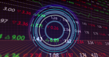 Image of stock market over scope scanning