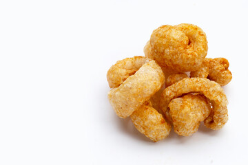 Crispy pork rinds or pork snack.