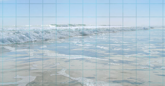 Image of scope scanning with 6g and stock market over sea - Powered by Adobe