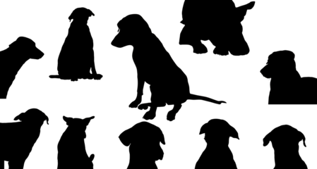 Isolated collection of silhouettes of Dogs.