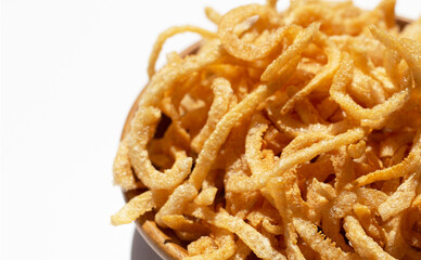 Crispy pork rinds or pork snack.