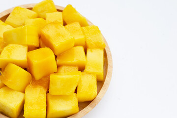 Tropical fruit, Mango cube slices in a bowl