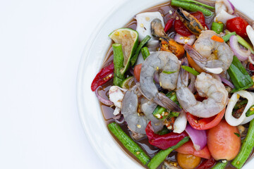 Thai spicy salad with seafood