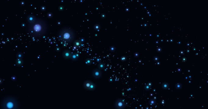 Illustration of blue colored illuminated stars in skyscape, copy space
