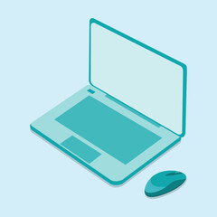 turquoise green laptop and mouse vector