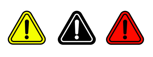 caution sign icon. Exclamation mark vector stock symbol collection