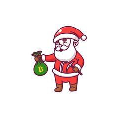 Cute santa claus mining bitcoin