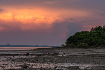 Color cloud over the sea