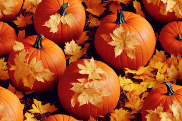 Naklejka na ściany i meble Halloween Pumpkin Pattern / Tiled / Repeatable / Tessellation Background Image