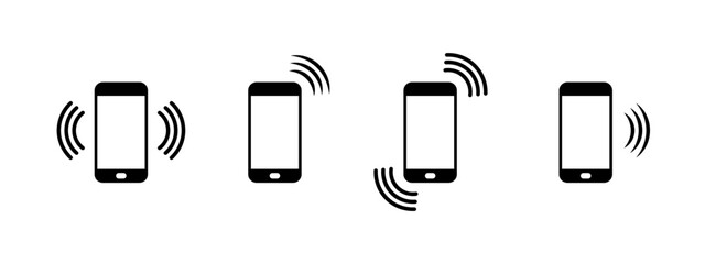 Smartphone signal icons set. Vibration phone call sign. Mobile connection icon for web.