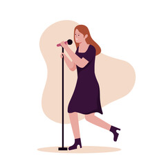 Flat design of women singers sing songs into the microphone. Illustration for websites, landing pages, mobile applications, posters and banners. Trendy flat vector illustration