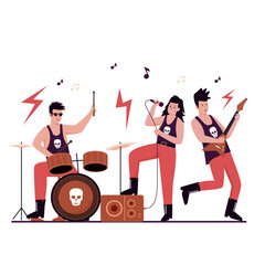Flat design of rock music band performance on stage. Illustration for websites, landing pages, mobile applications, posters and banners. Trendy flat vector illustration