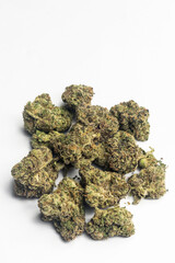 thai medicinal marijuana cannabis flowers on white background in thailand