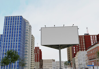 Obraz premium 3D mockup blank billboard in downtown rendering