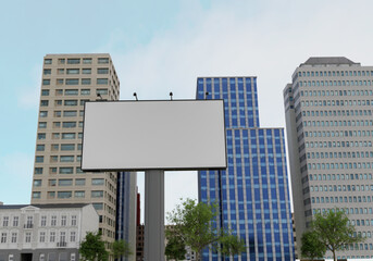 Obraz premium 3D mockup blank billboard in downtown rendering