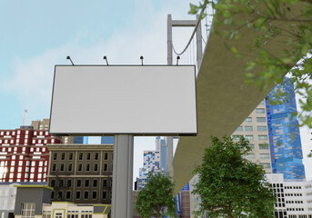 3D mockup blank billboard in downtown rendering