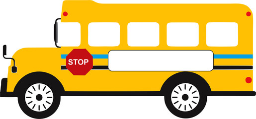 Illustration of yellow school  school bus. Space to add school name. Transportation in education.Design help image. - obrazy, fototapety, plakaty