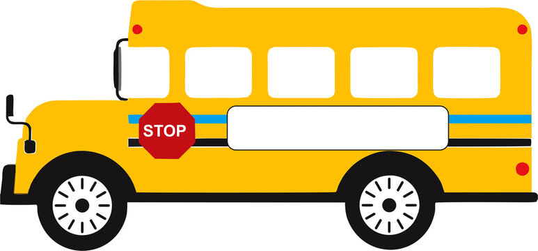 Illustration of yellow school  school bus. Space to add school name. Transportation in education.Design help image.