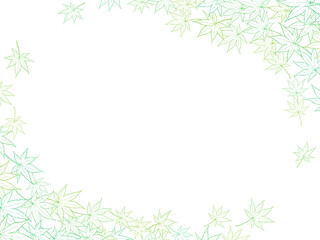 もみじの線画フレーム③ななめ_舞う_緑系