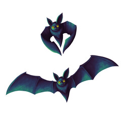 Halloween bat illustration with open wings