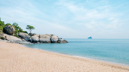 Scene of HuaHin beach in a smoot colors.