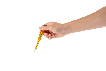 screwdriver tools in hand on transparent background