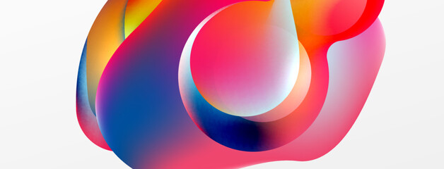 Fluid abstract background, round shapes and circle flowing design for wallpaper, banner, background or landing
