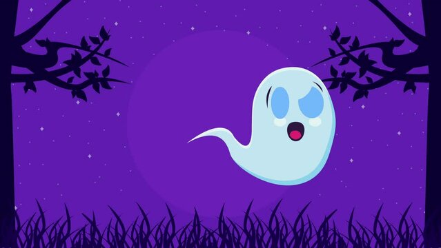 happy halloween animation with ghost