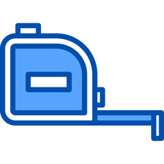 Measuring tape blue line icon