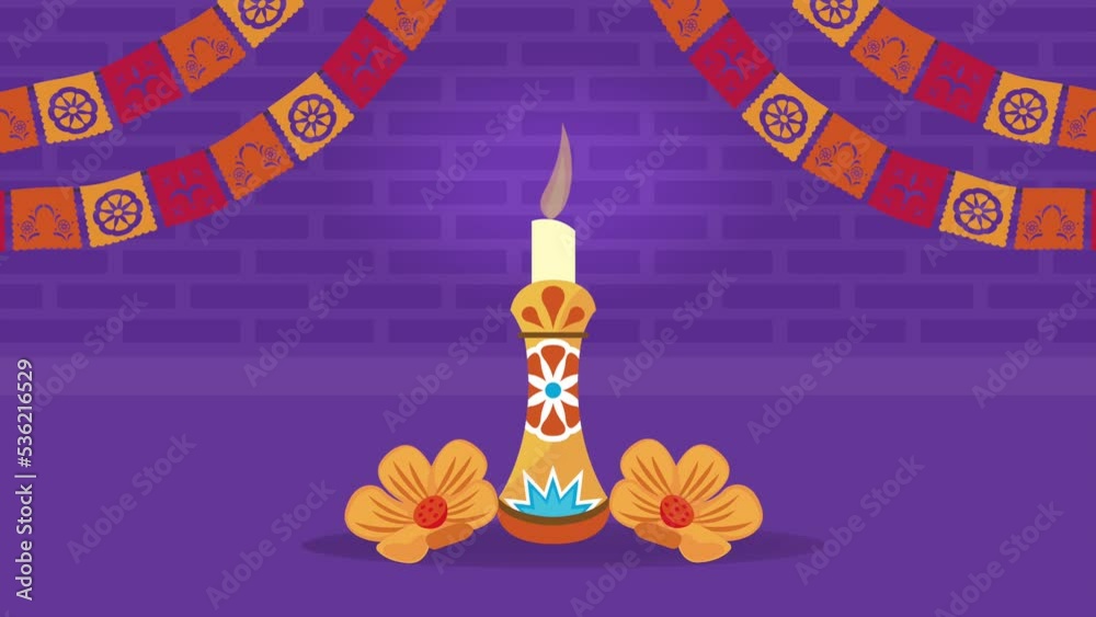 Canvas Prints dia de los muertos animation with candle