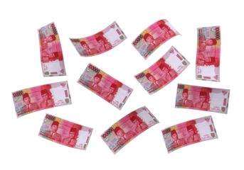 One hundred thousand rupiah banknote money paper transparent background